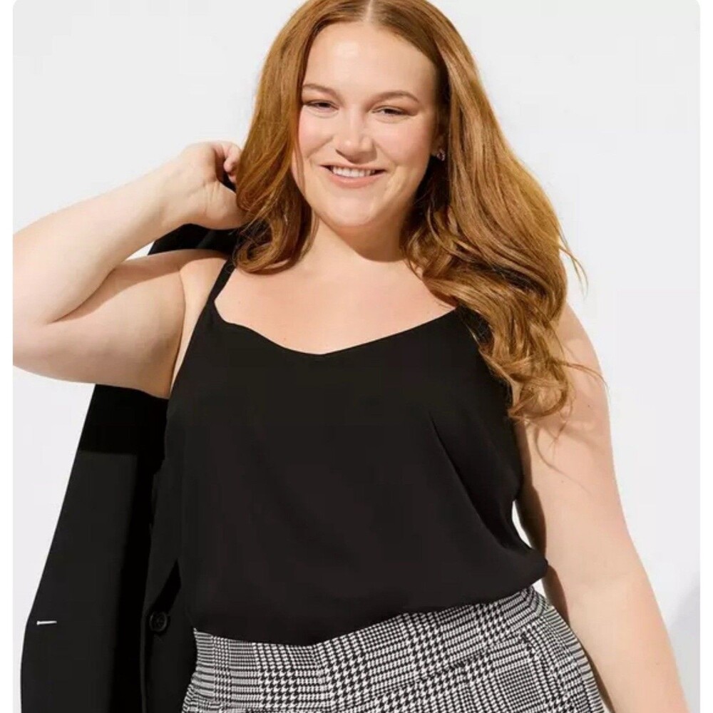 NWT Torrid Black Stretch Challis Cami Tank Top Classic Women’s Size Large 12 NEW